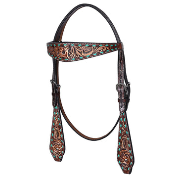 HILASON Western Horse Hand Carved American Leather Breast Collar Headstall